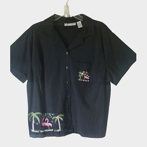 Dressbarn Woman black cotton button-down blouse, size 1X